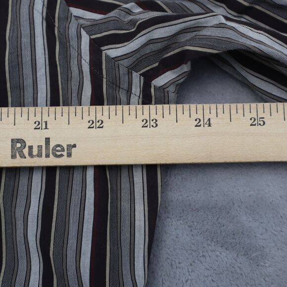 Perry Ellis Shirt Mens L Black Long Sleeve Striped Collared Casual Button Up - Picture 6 of 16
